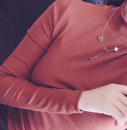 [⭐Renara]LUCKY SPRING 4 MOTIFS ROSE GOLD NECKLACE
